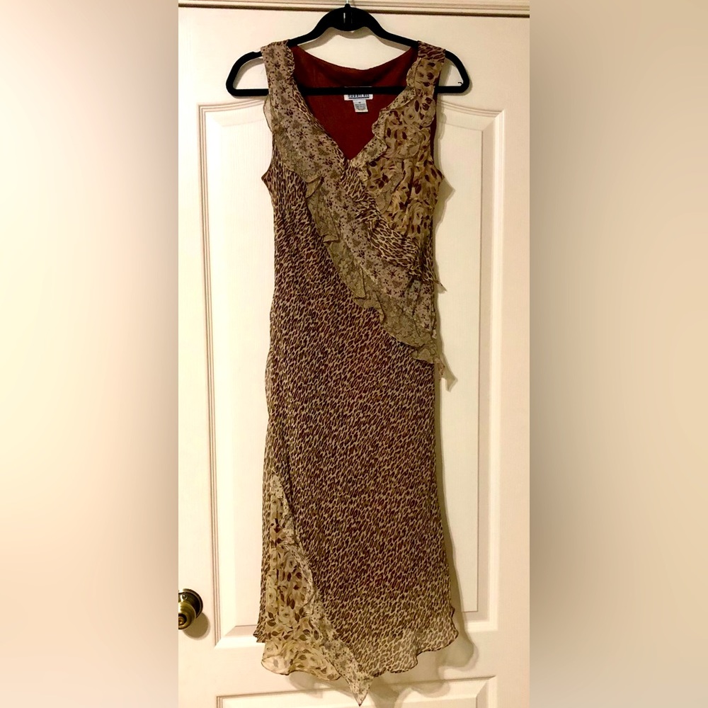 Robbie Bee Silk Leopard Print Dress